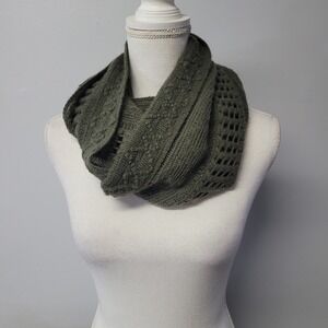 Francescas Olive Green Infinity Scarf Crochet Knit Bobble Detail 503442-OLIVE